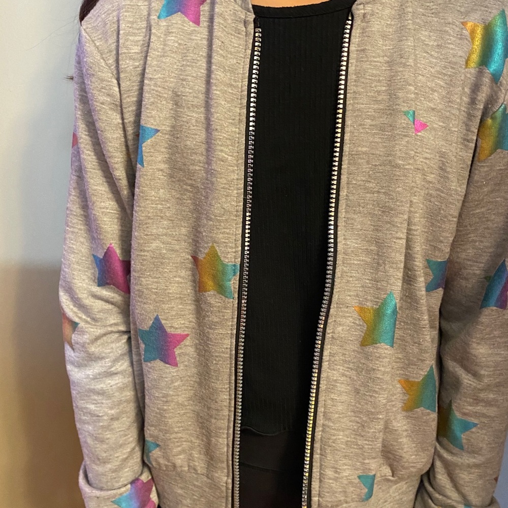 Grey and blur zip up with Stars